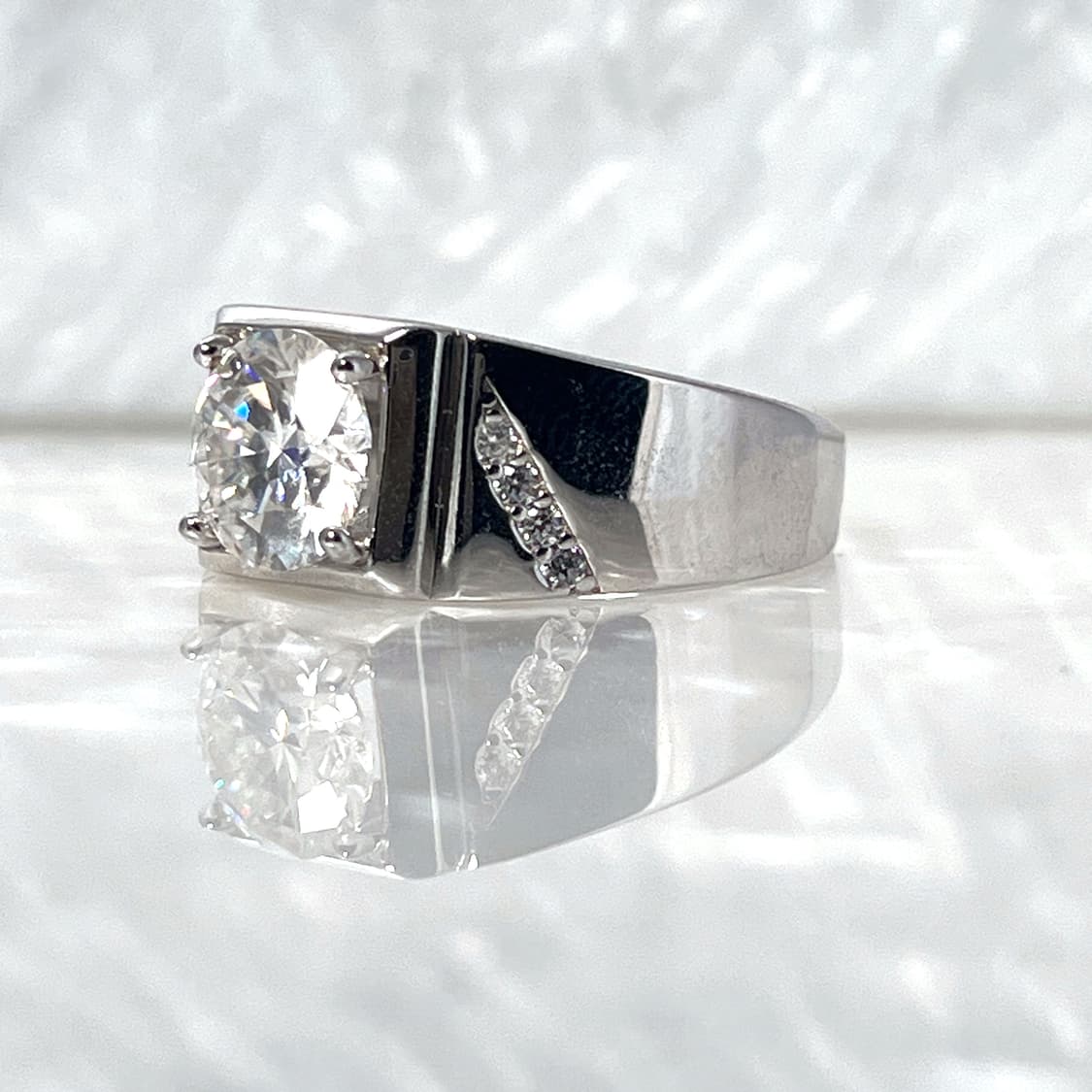 *새상품* 모이사나이트 남성용 사이드 헤일로 은반지 상품이미지3