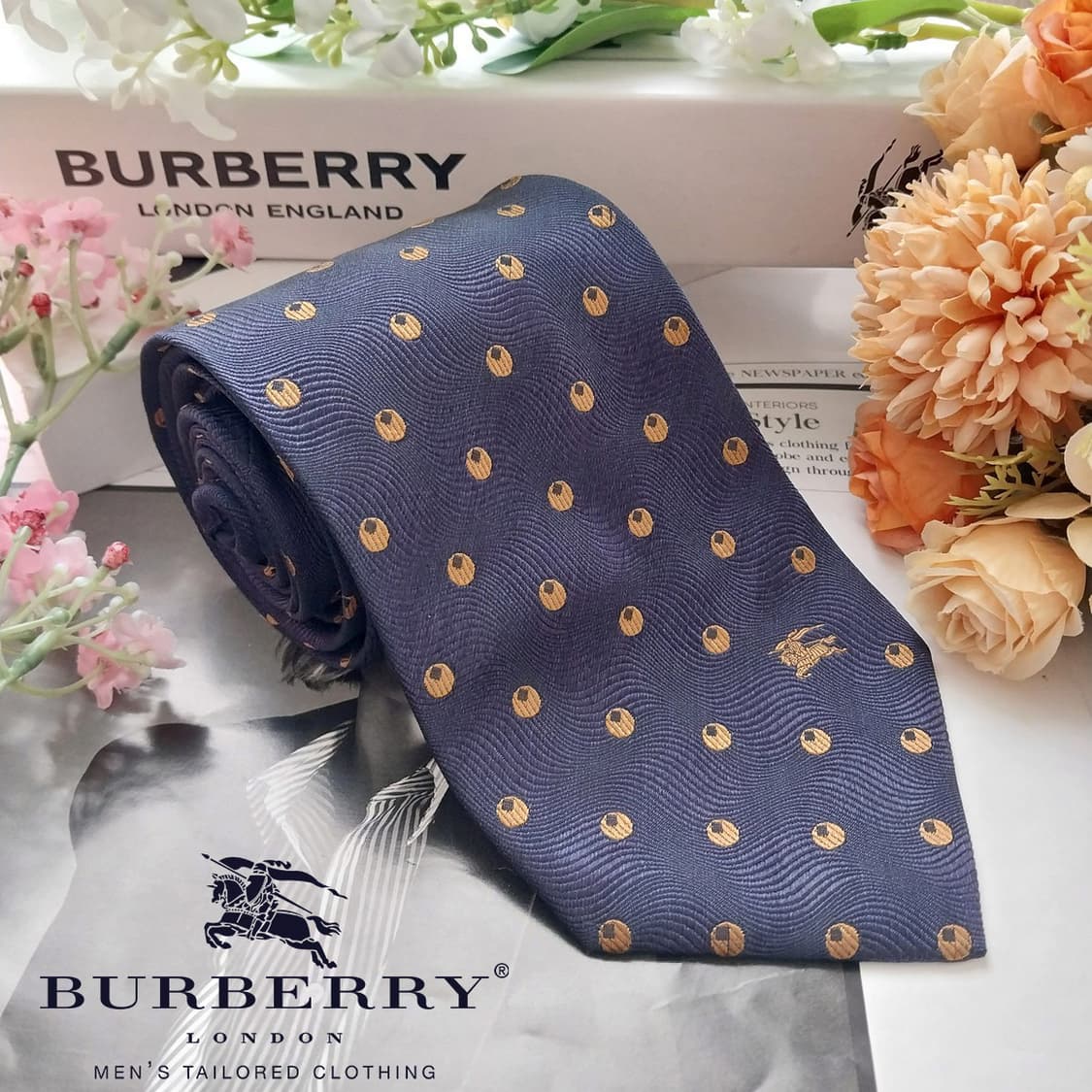 버버리 실크 도트&기마사 자카드 넥타이 9.5cm A+등급 K1531
 상품이미지1