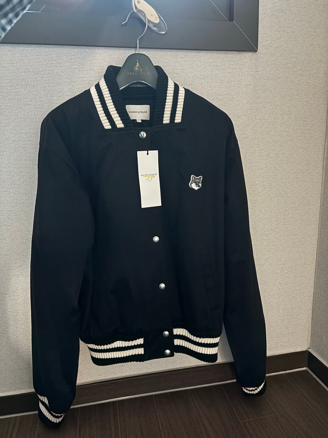메종 키츠네 코튼 사틴 테디 블루종 블랙 상품이미지2
