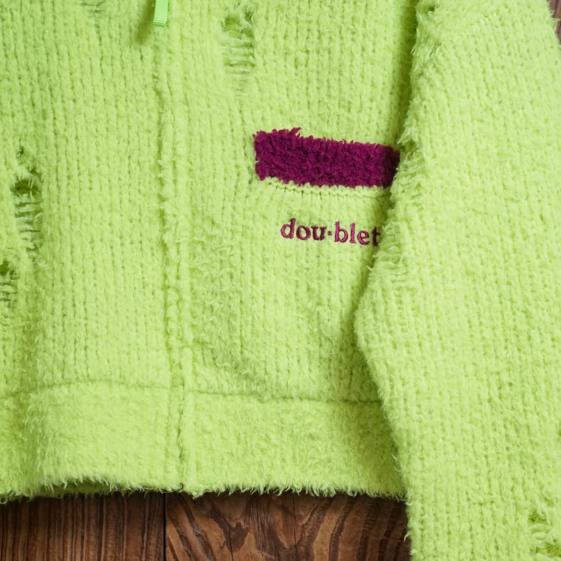 더블렛 23AW 데미지 플리스 니트 블루종 상품이미지3