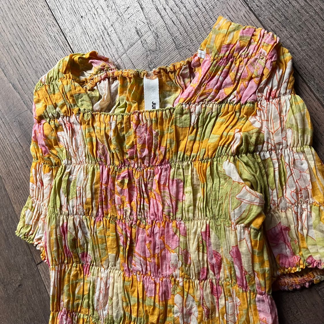 Floral Pattern Shirring Blouse 상품이미지3