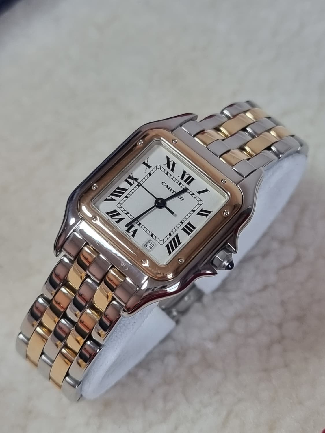 까르띠에 팬더 18K 두줄 콤비 M 쿼츠 남녀공용 시계 상품이미지3