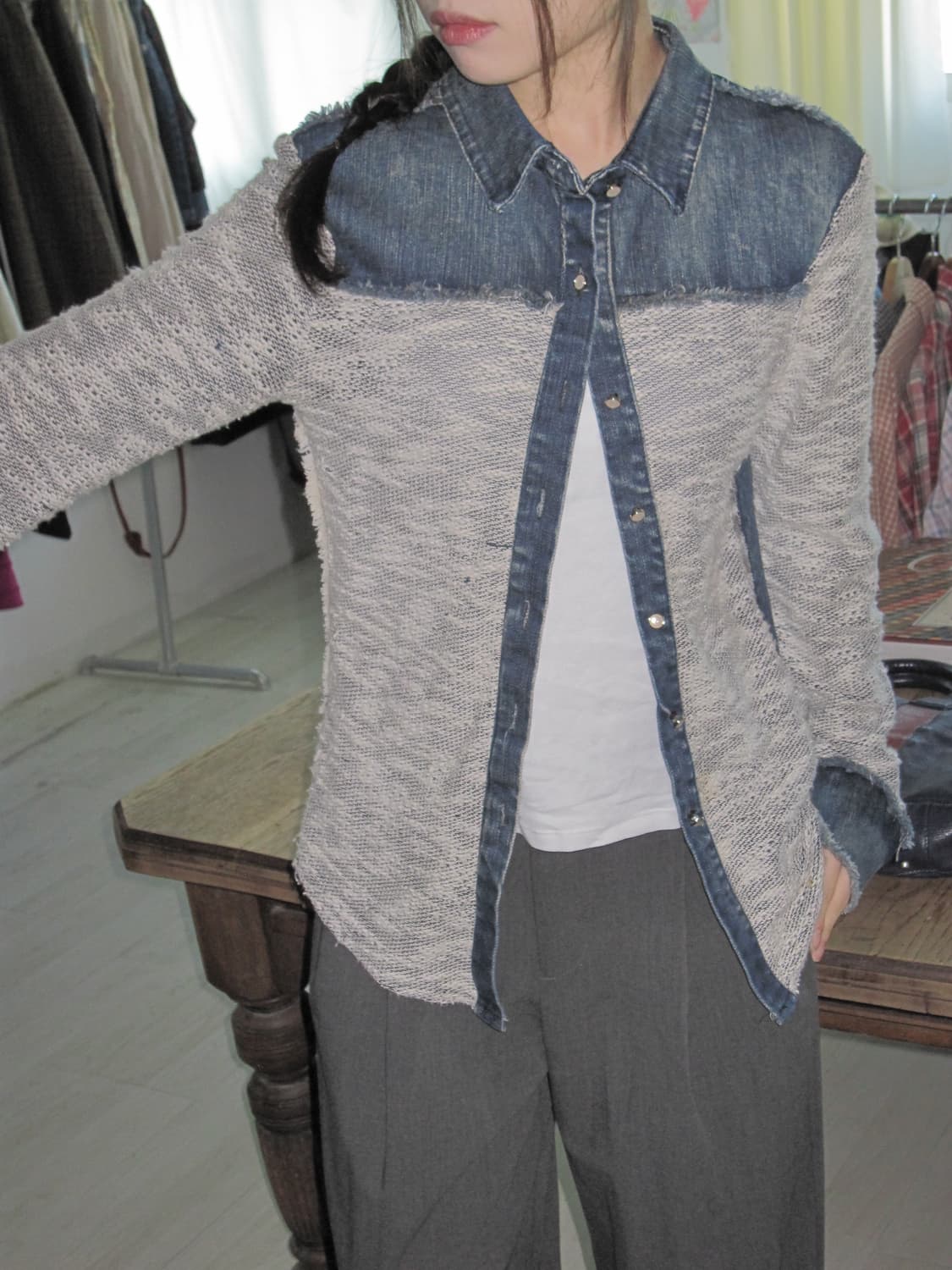 이태리 데님 디테일 셔츠 상품이미지3