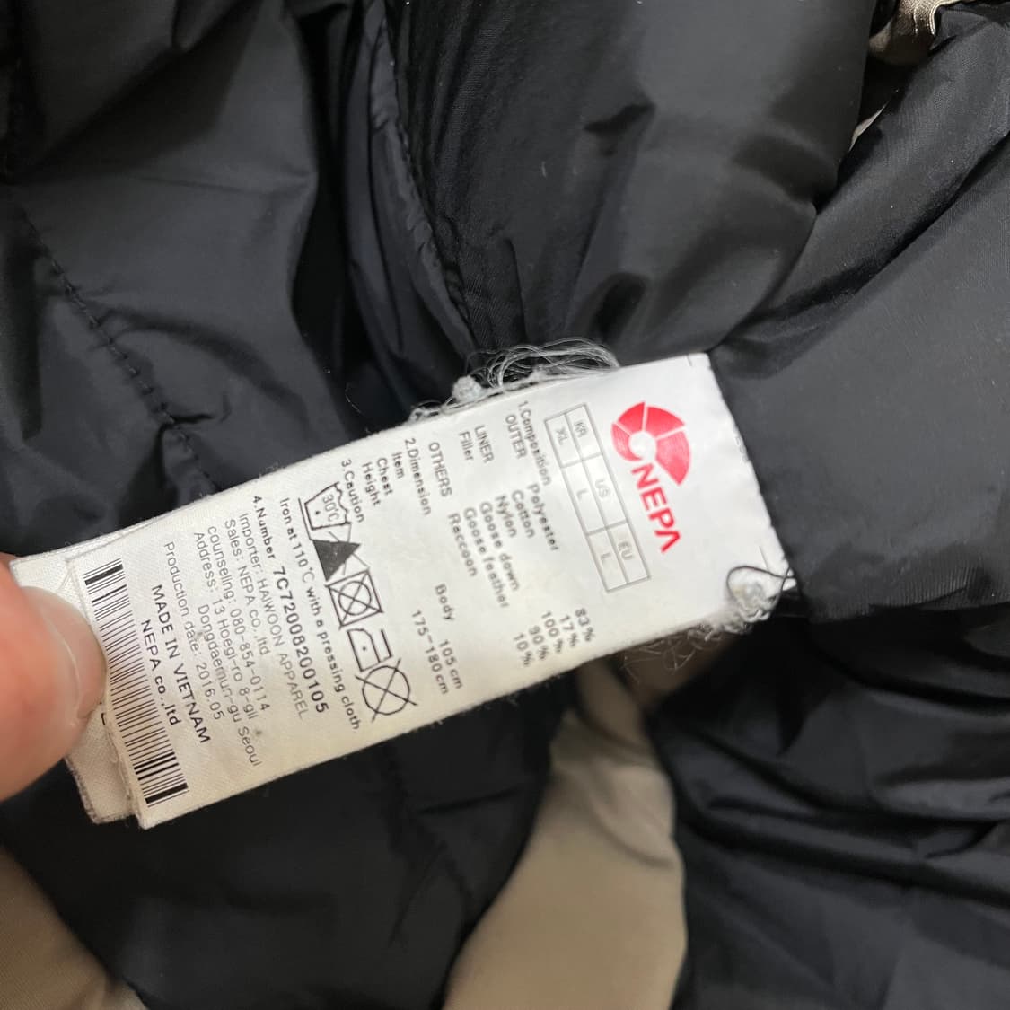 네파 구스다운 후드 패딩 점퍼 XL/105 상품이미지10