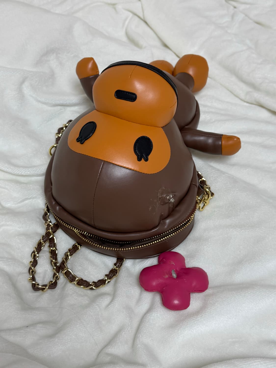 (W) 베이프 베이비 리사 플러시 돌 체인 숄더백 브라운 상품이미지2