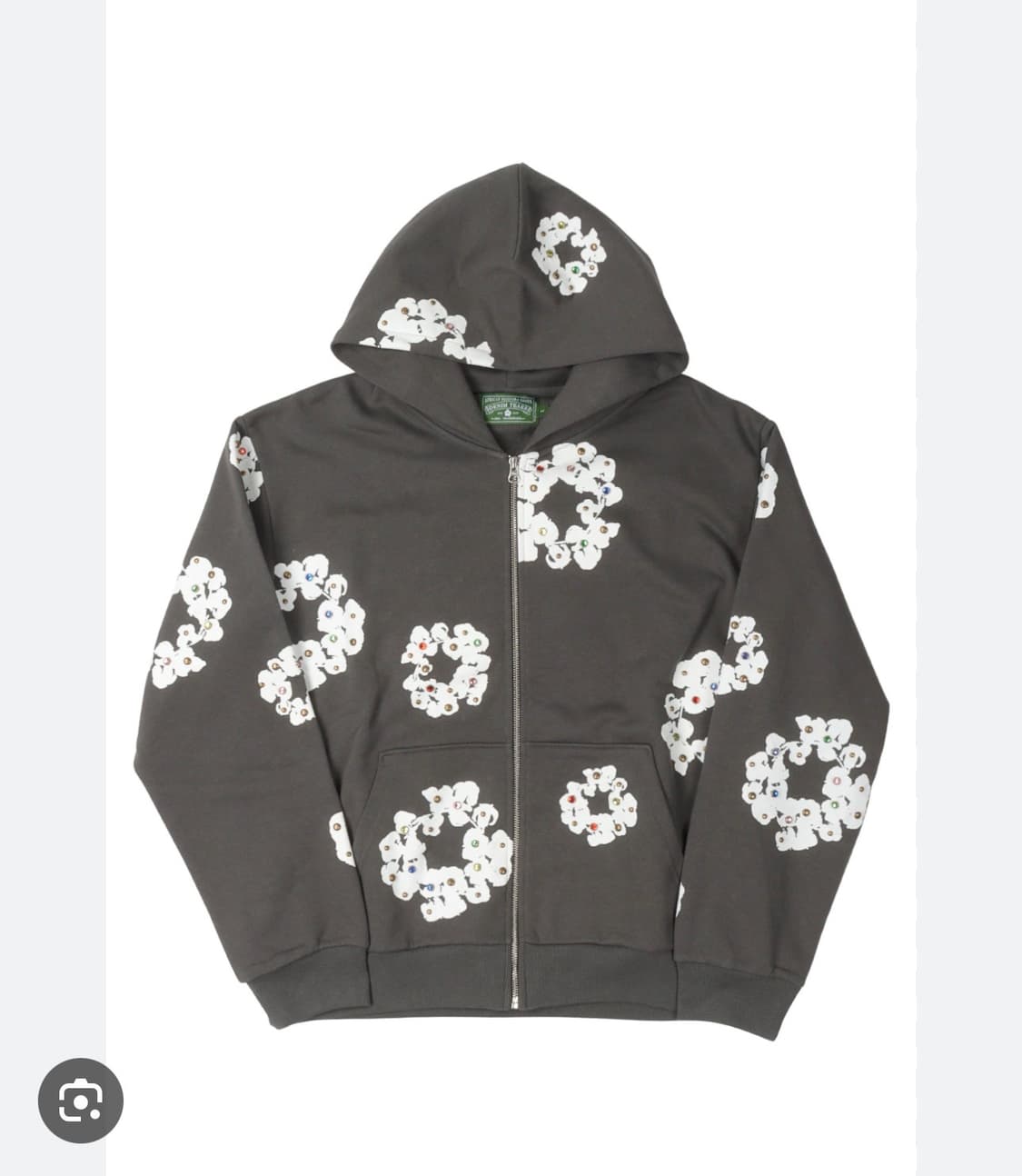 데님 티어스 라인스톤 잼스톤 스터드 후드 집업 빈티지 블랙 XL 상품이미지1