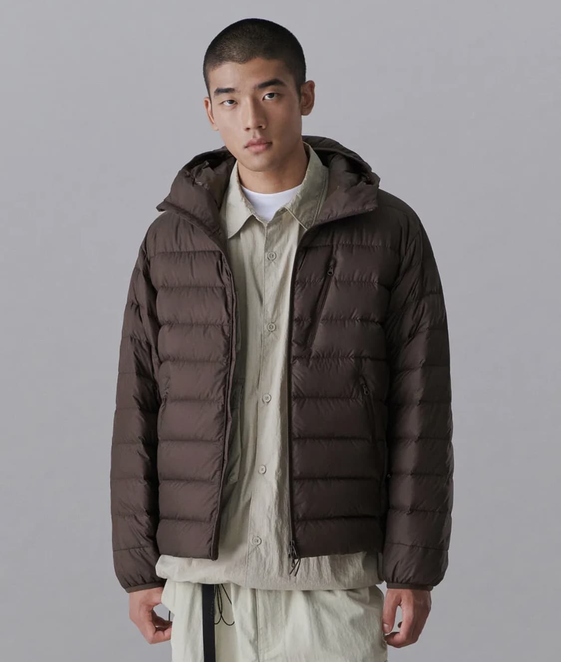 [2XL] 무신사스탠다드 시티 레저 후디드 라이트 다운 자켓 브라운 상품이미지1