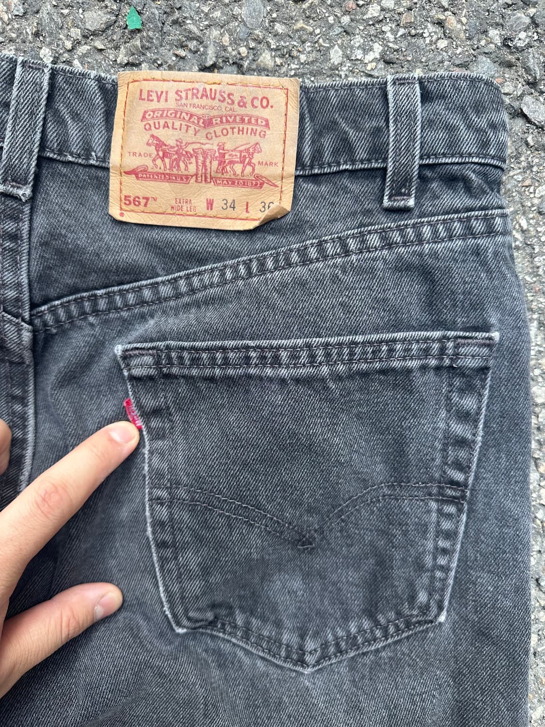 빈티지 90s 리바이스 567 블랙 데님 팬츠  상품이미지3