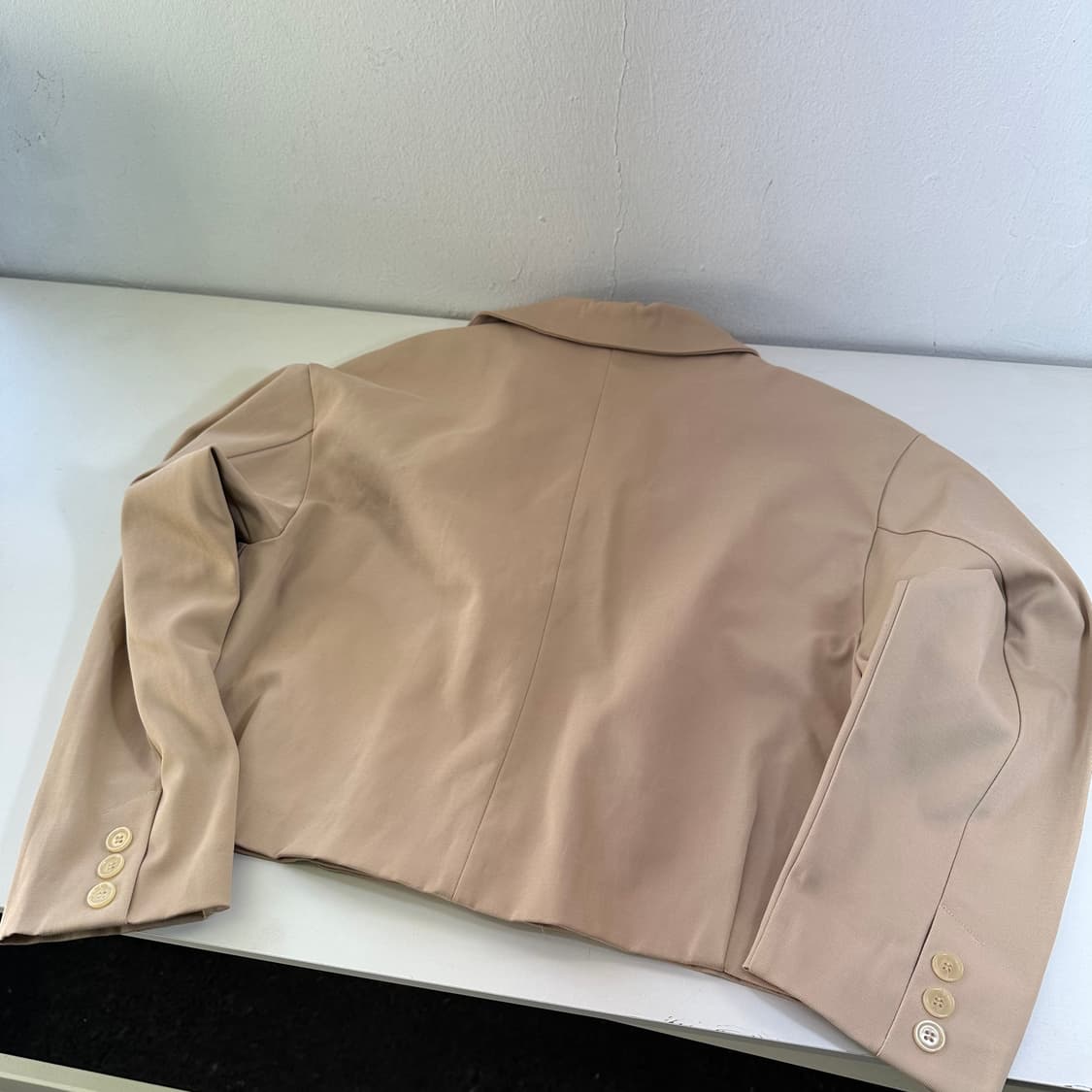 우먼M-L 자라 베이지 오픈카라 크롭자켓 상품이미지6