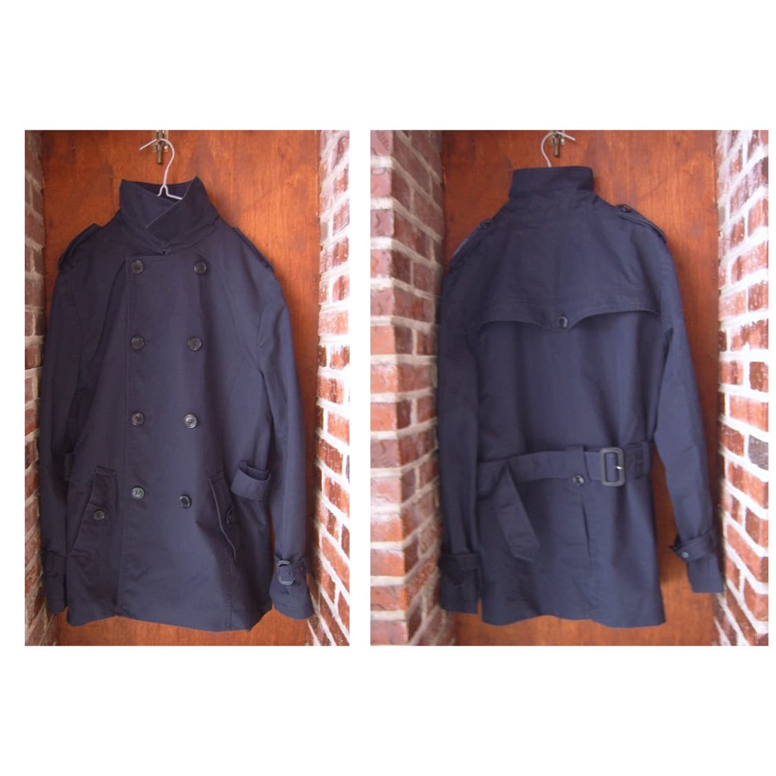 네이비 더블브레스트 하이넥 자켓 상품이미지2