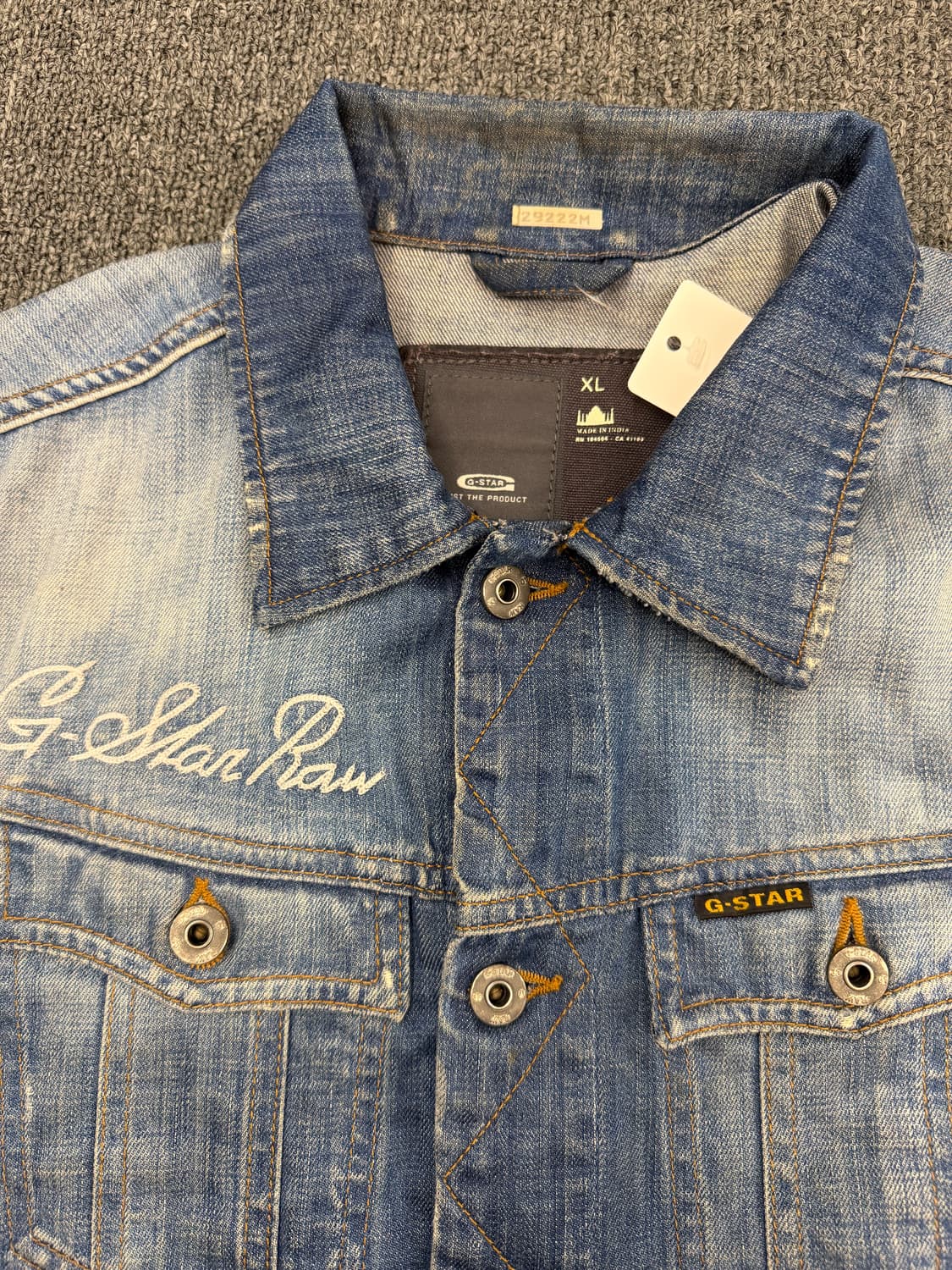 XL) 지스타 빈티지 3301 워싱 데님 자켓 상품이미지2