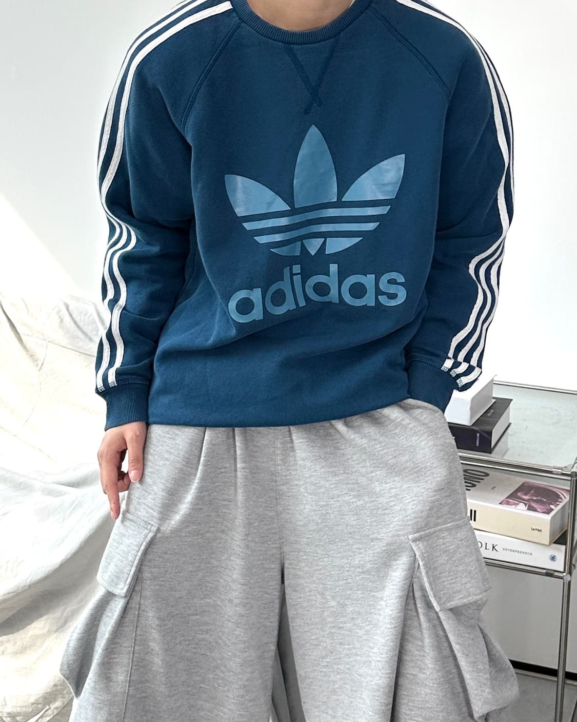 아디다스 빅파이어버드 블루 맨투맨 XL 상품이미지2