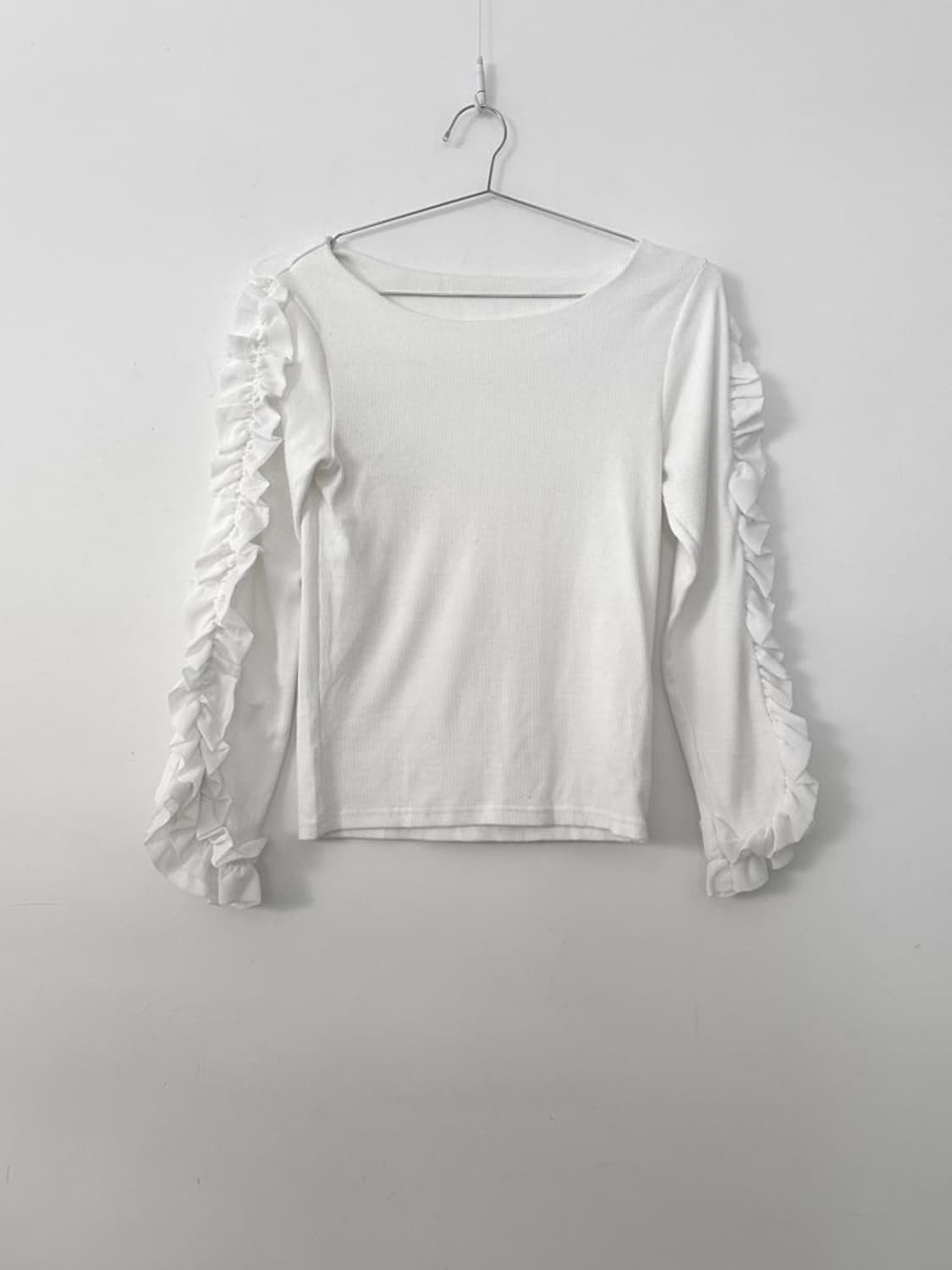 Frill pure rib top / white 상품이미지3