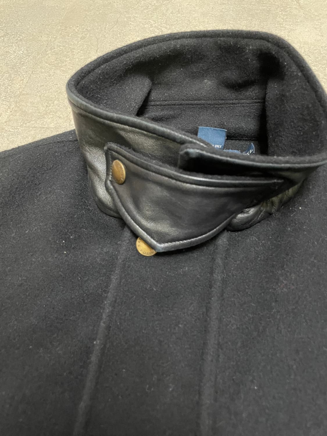 빈티지 폴로 랄프로렌 레더 트림 비조 발마칸 울 코트 상품이미지2