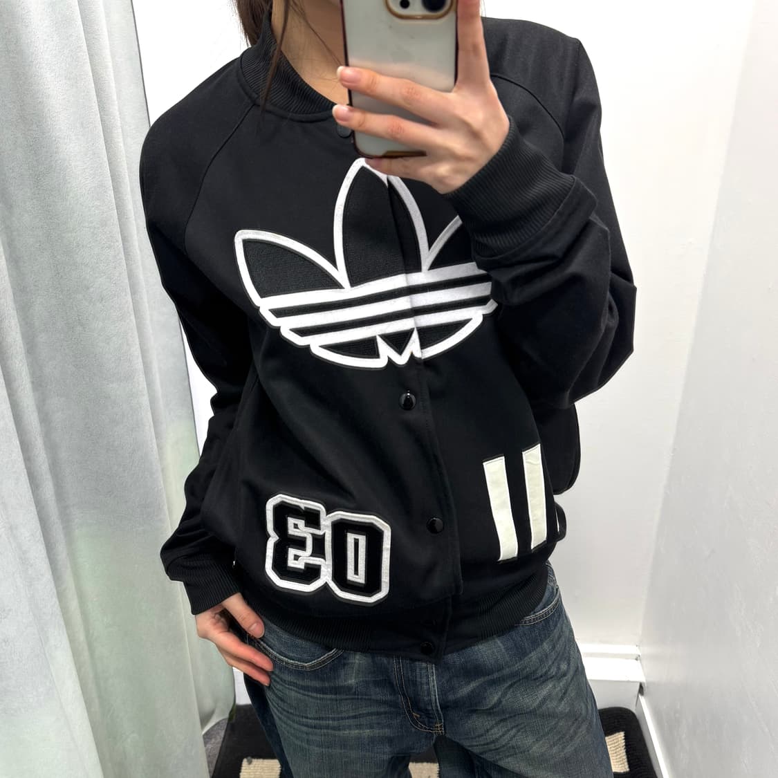 아디다스 블랙 빅로고 스타디움 자켓 상품이미지2