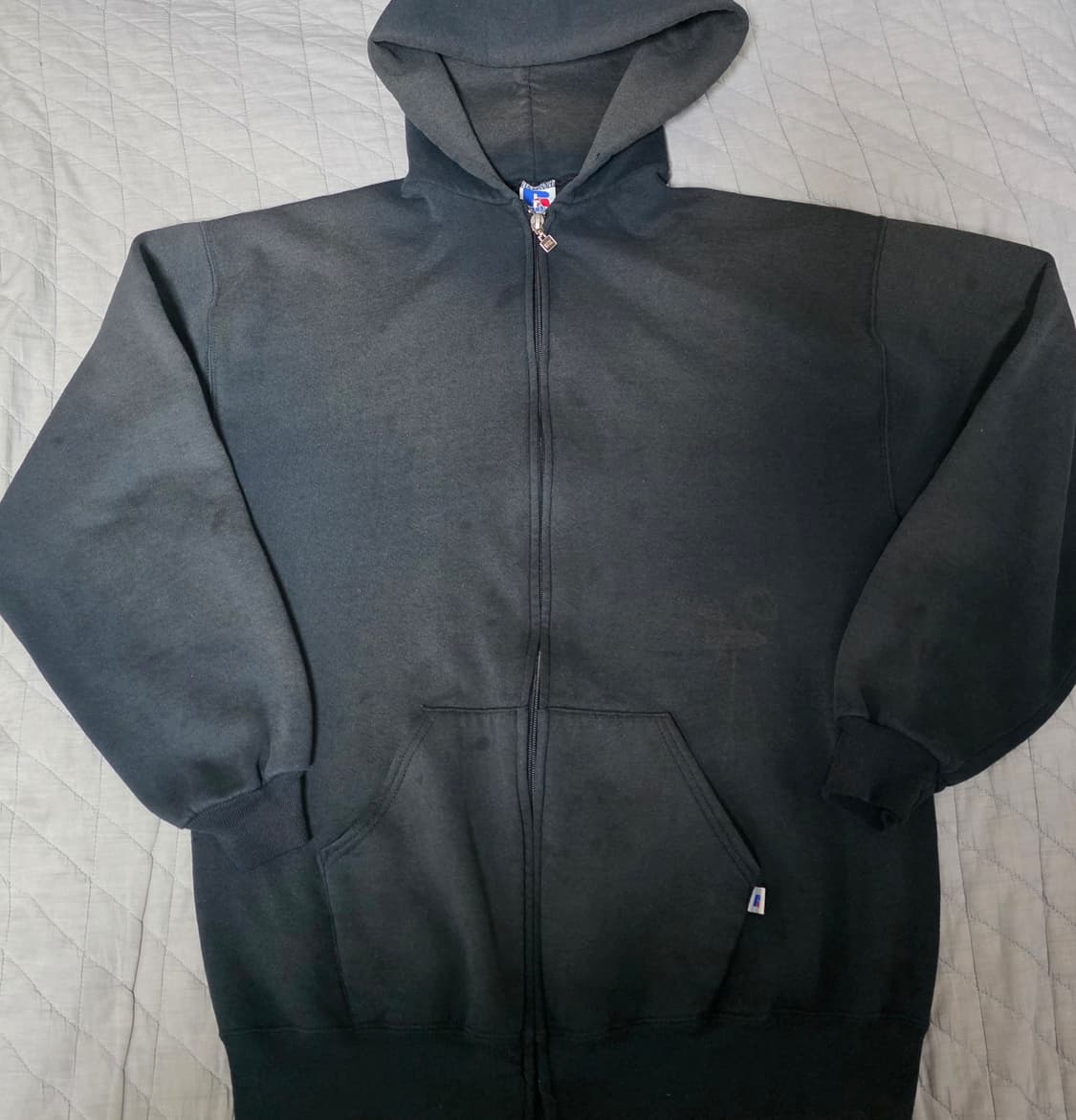 [XL] 90s USA 빈티지 러셀 애슬레틱 후드집업 블랙 하드페이드 상품이미지1