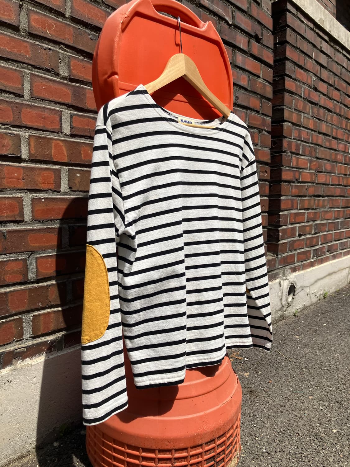 BEAMS BOY 옐로우 패치 스트라이프 긴팔 티셔츠 M 상품이미지4
