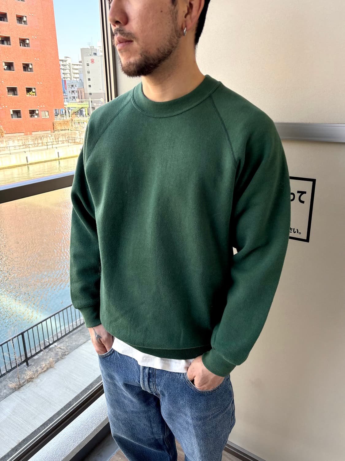 Jerzees 저지스 그린 맨투맨/스웻셔츠 M 상품이미지1