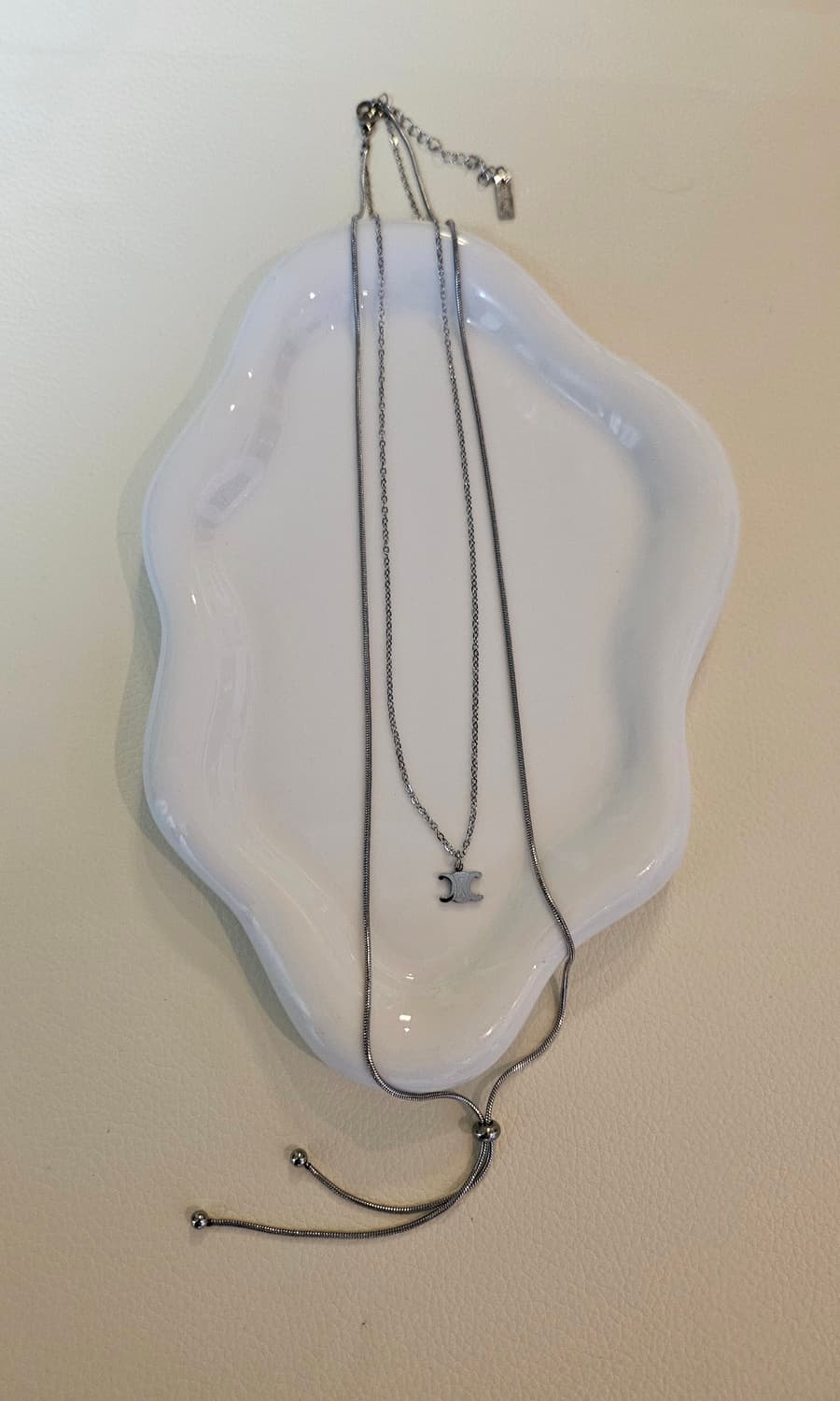 셀린느 업사이클링 두줄 레이어드 은장 목걸이 상품이미지4