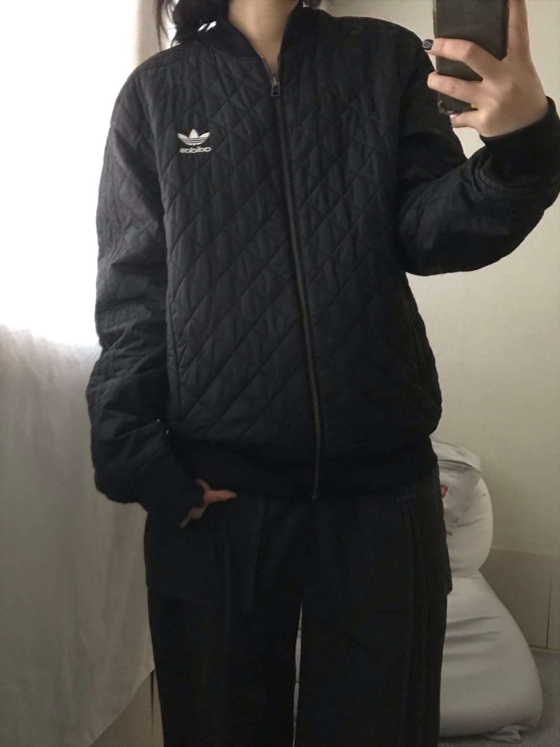 아디다스 블랙 삼선 패딩 상품이미지2