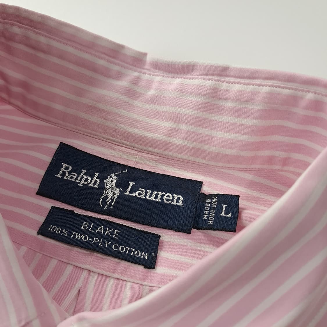CK268 L 폴로 90s 홍콩판 핑크 스트라이프 셔츠 남방 상품이미지3
