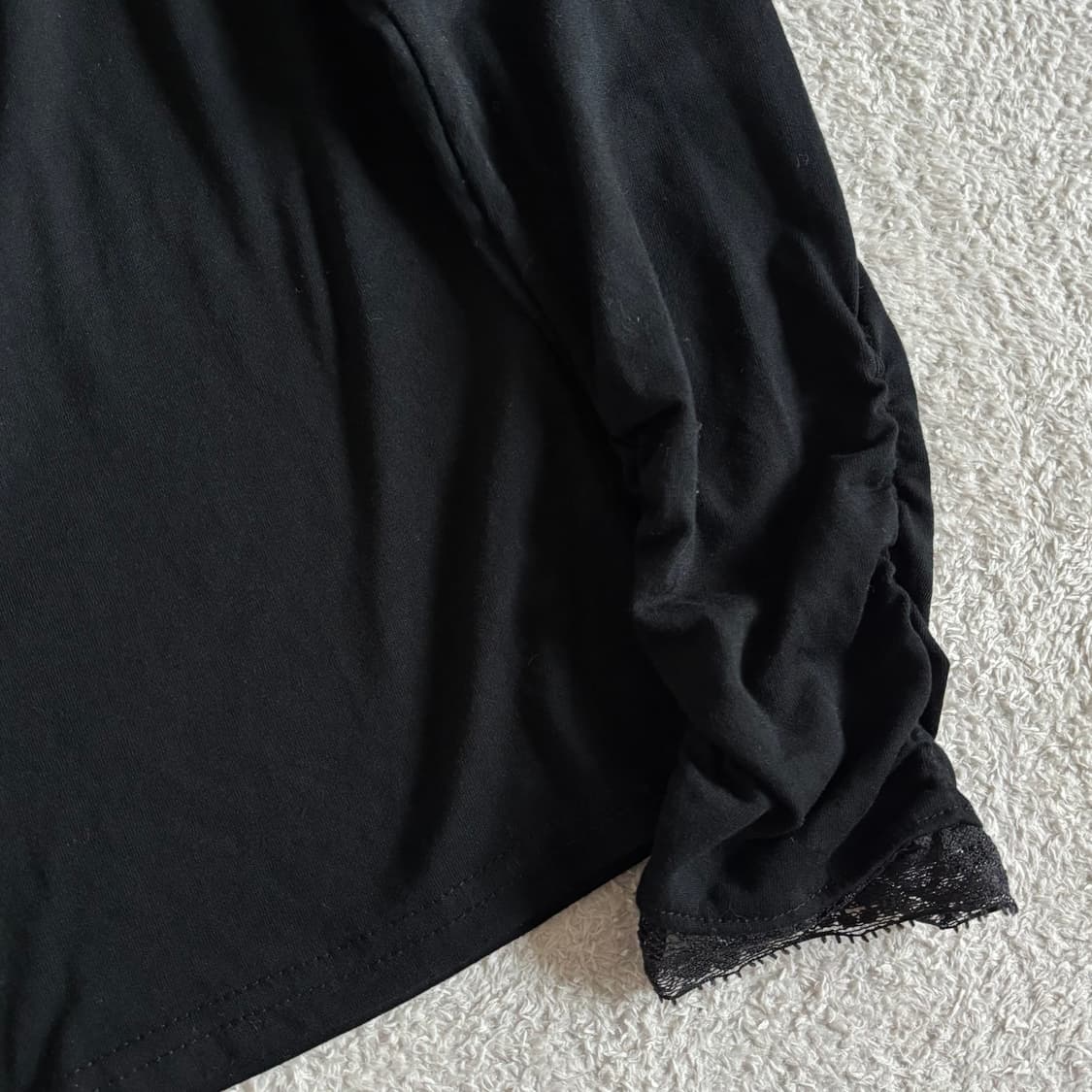 일본빈티지 액시즈팜 고딕 블랙 레이스포인트 목폴라 이너 탑 상품이미지3