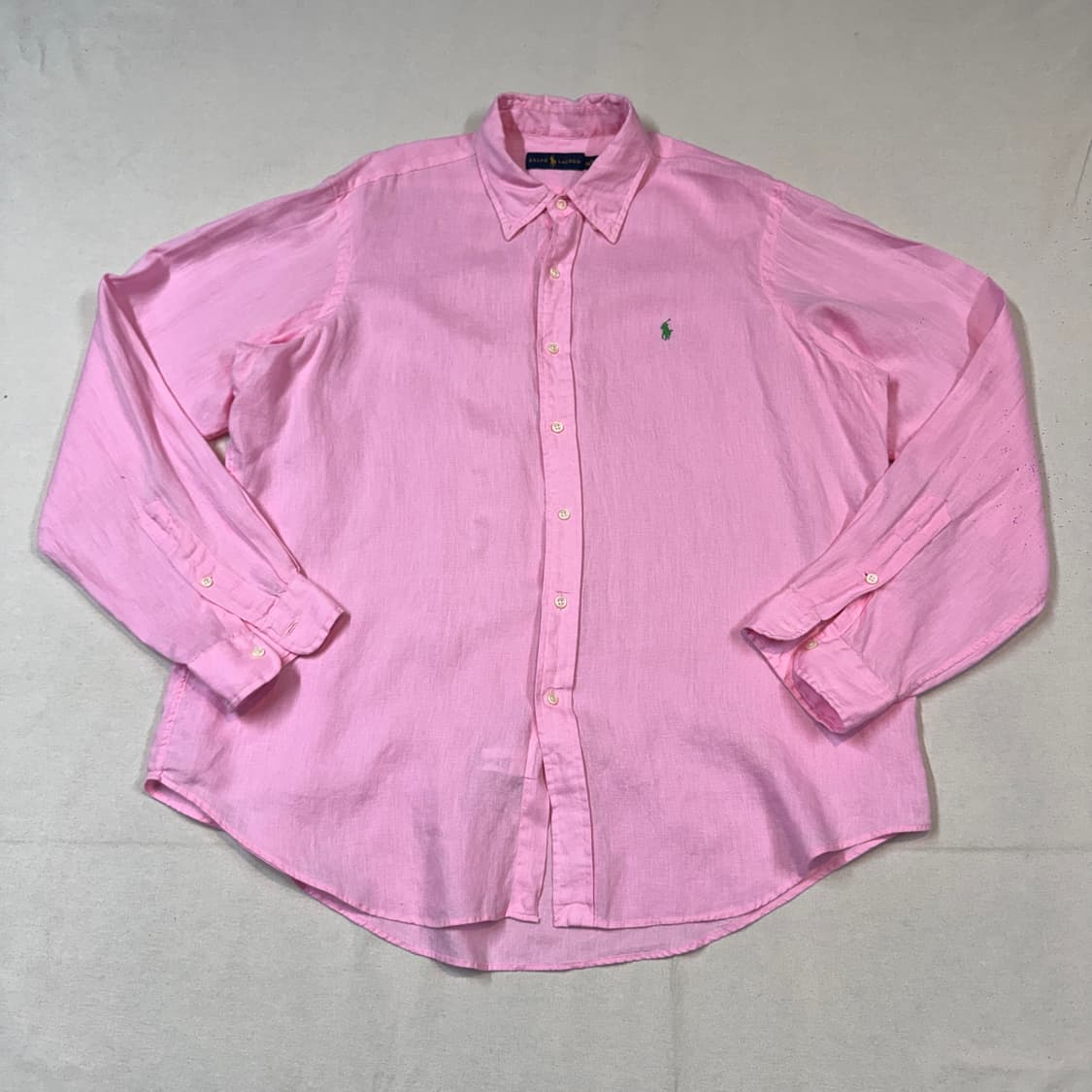 XL) 폴로 랄프로렌 클래식 솔리드 린넨 셔츠 핑크 상품이미지2