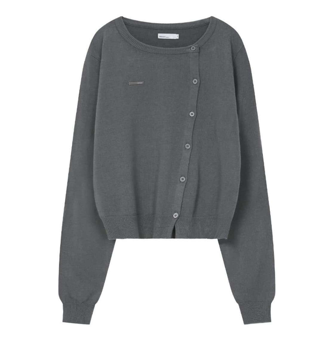 미세키서울 언발란스 니트 가디건 차콜 상품이미지1