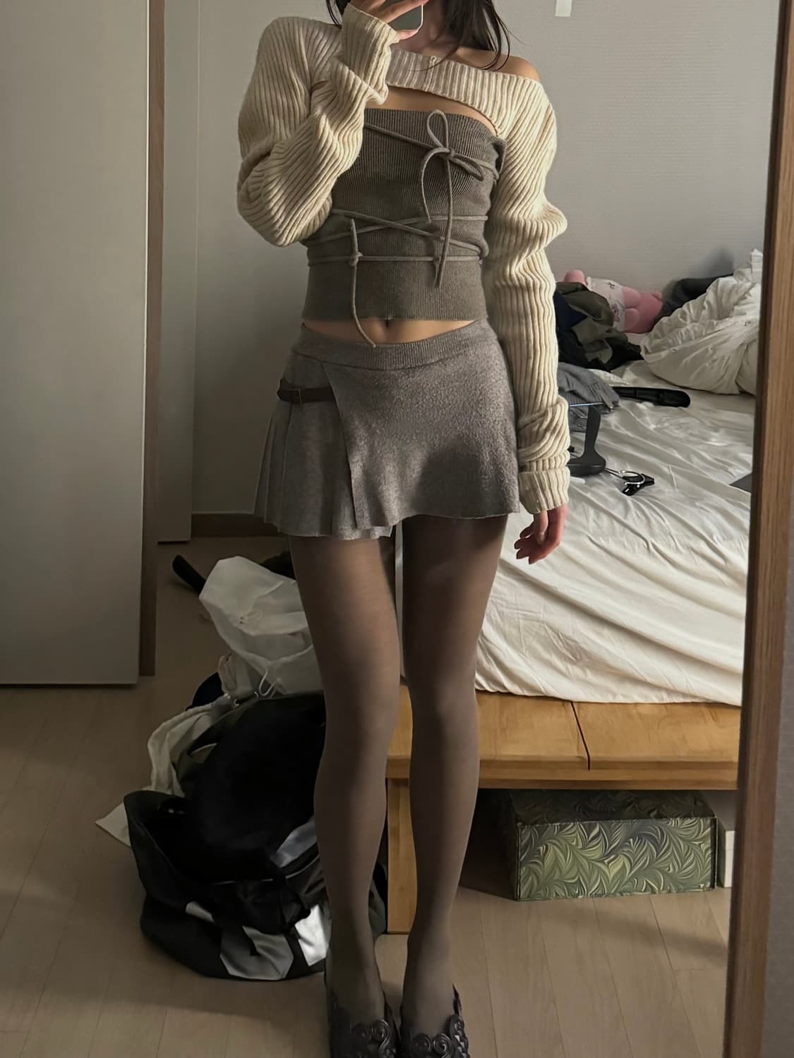 Extreme Cashmere No.141 타이 스트랩 탱크탑 브라운 상품이미지2