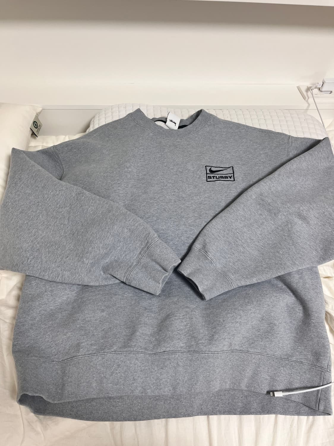 나이키 X 스투시 NRG 플리스 크루넥 다크 그레이 헤더 M사이즈 상품이미지1