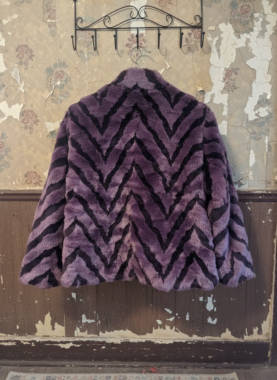 Japaness Vintage 퍼플 쉐브론 패턴 여성 코트 상품이미지2