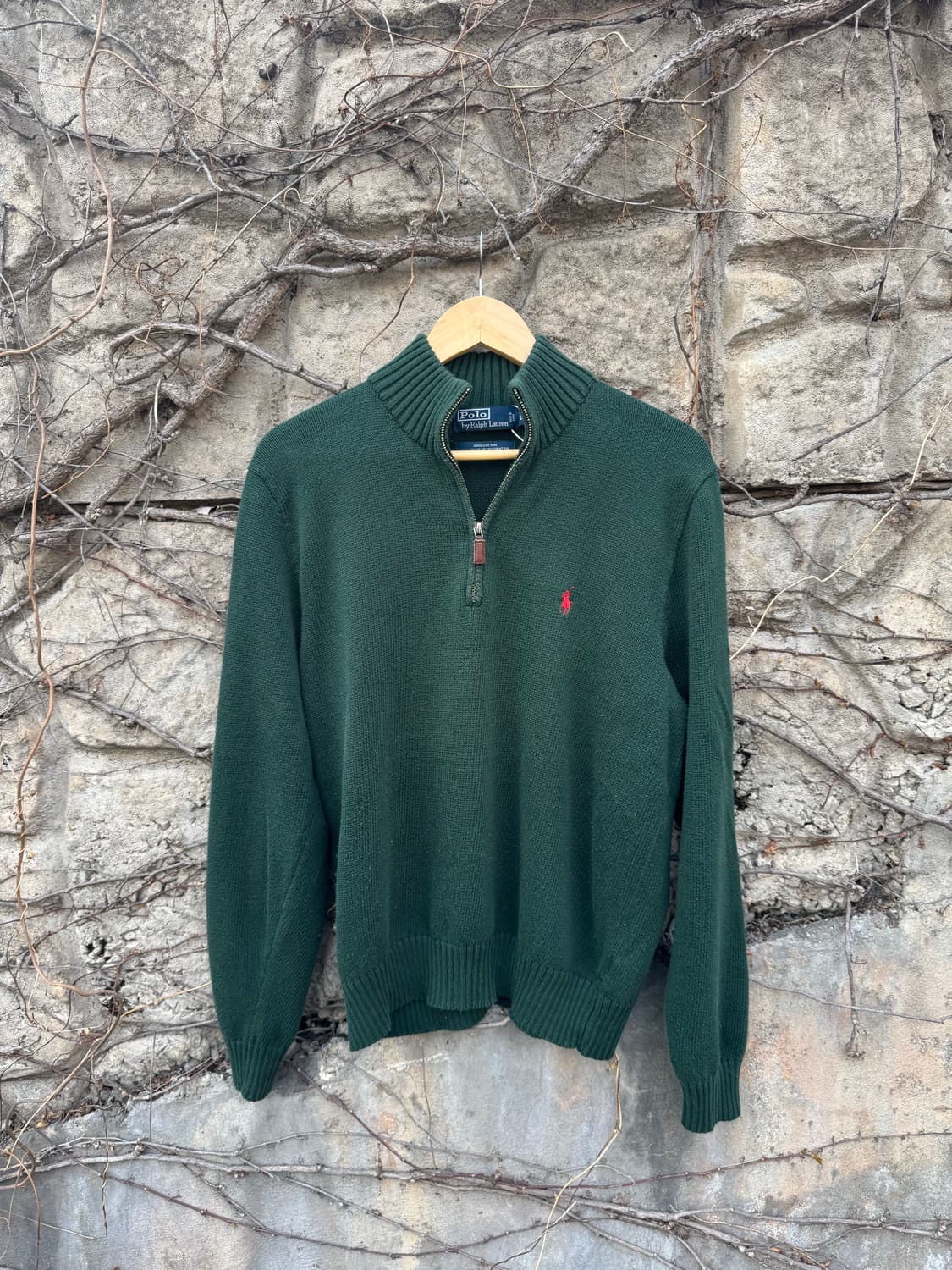 폴로 랄프로렌 빈티지 코튼100 하프집업 니트 그린 L 상품이미지1