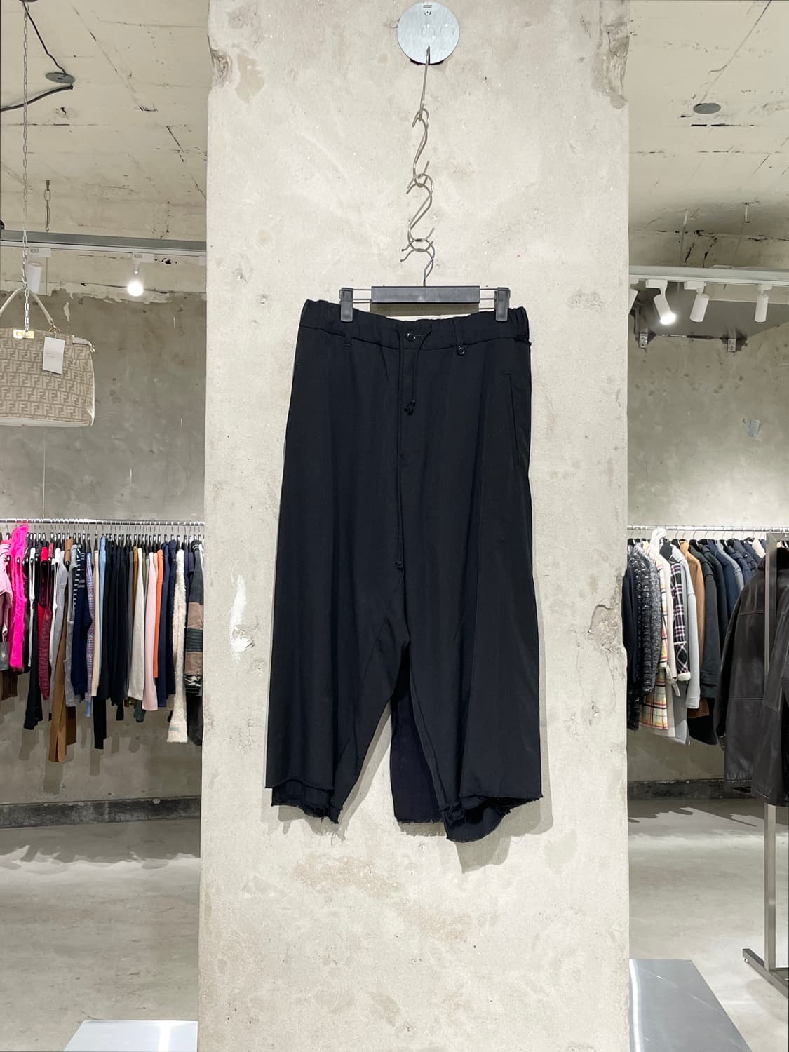 요지 야마모토 뿌르 옴므 15A/W 블랙 레이어드 랩 울 팬츠 상품이미지1