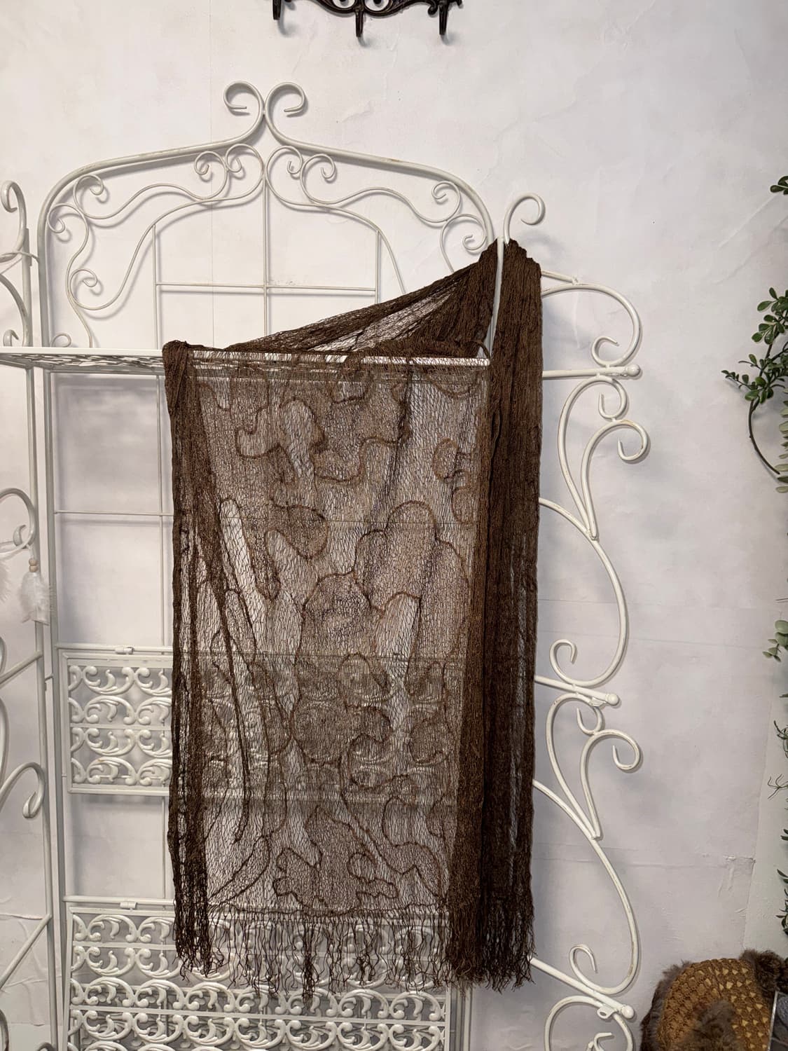 Brown grunge pattered net maxi scarf 상품이미지1