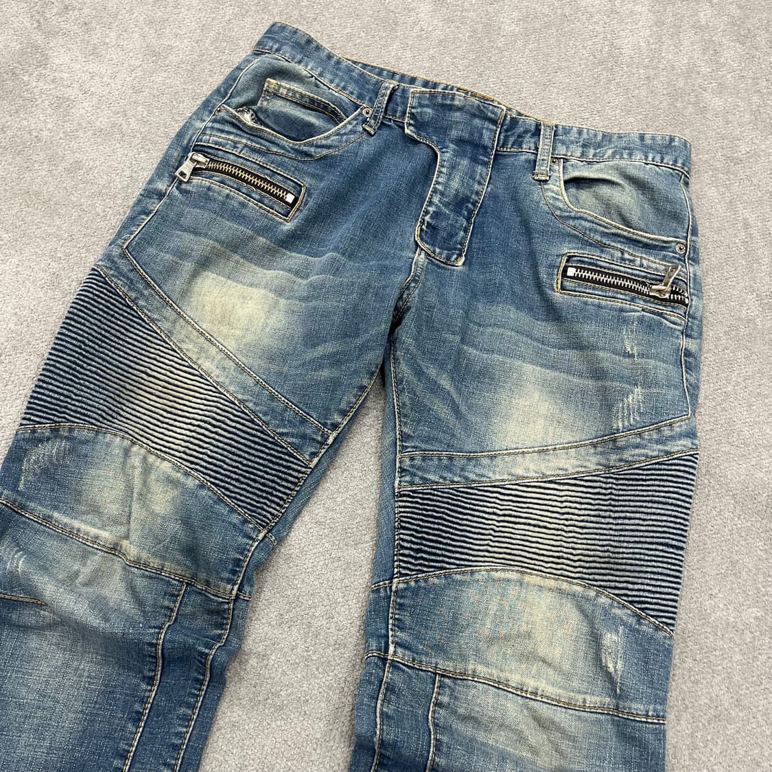 32 빈티지 워싱 바이커 데님팬츠 상품이미지2