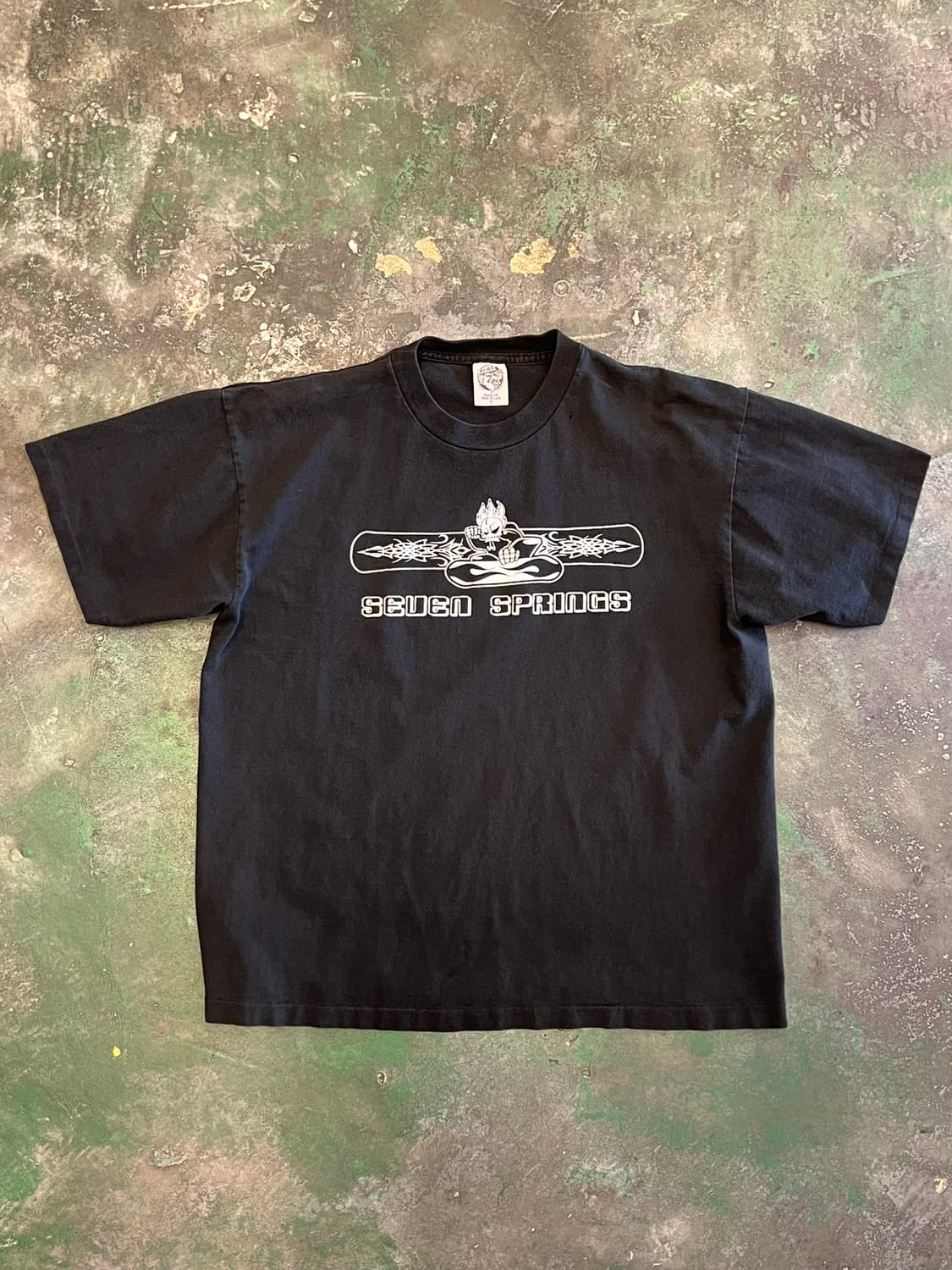 90's [XL] 세븐스프링스 스컬 그래픽 싱글스티치 빈티지 티셔츠 상품이미지1