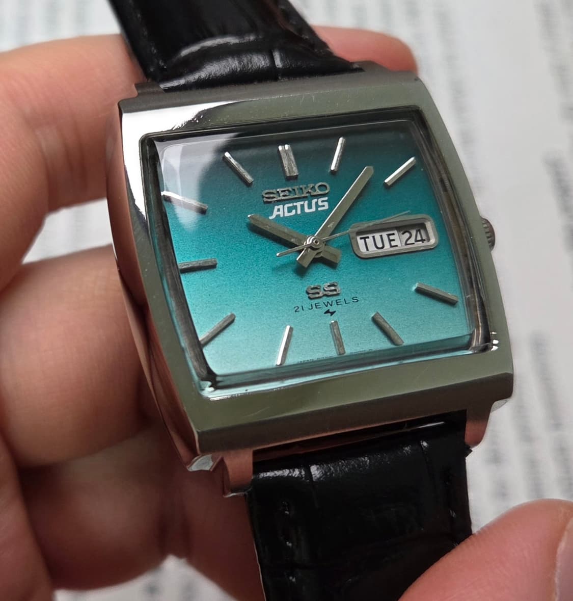 빈티지 세이코 액투스 SS 테레비 청록투톤 데이데이트 오토매틱
 상품이미지3