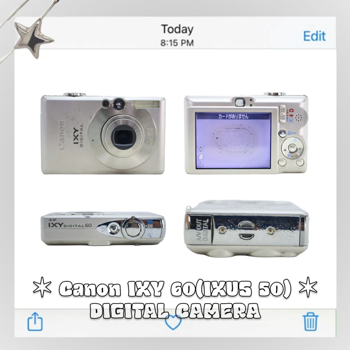 캐논 익시 IXY 60(익서스 IXUS 50) 빈티지 디카 실버 상품이미지2