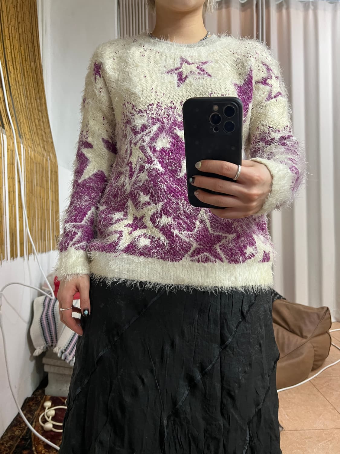 빈티지 여성 별 프린팅니트 상품이미지2