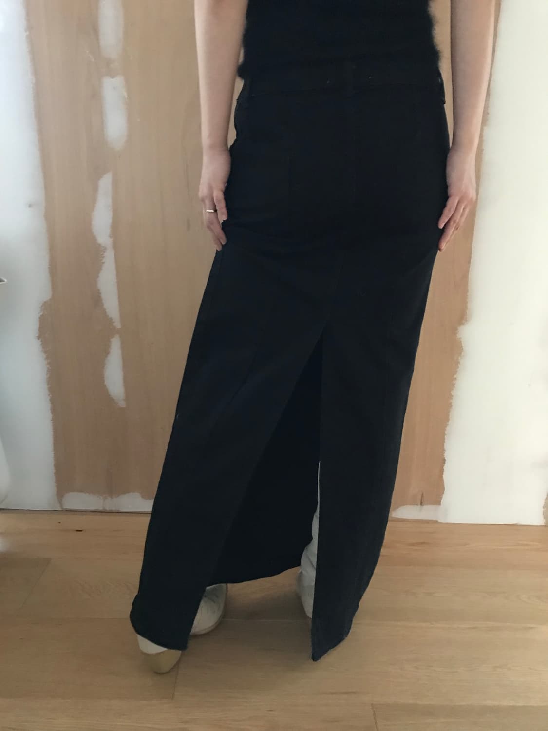 vintage black denim long skirt (29inch) 상품이미지3