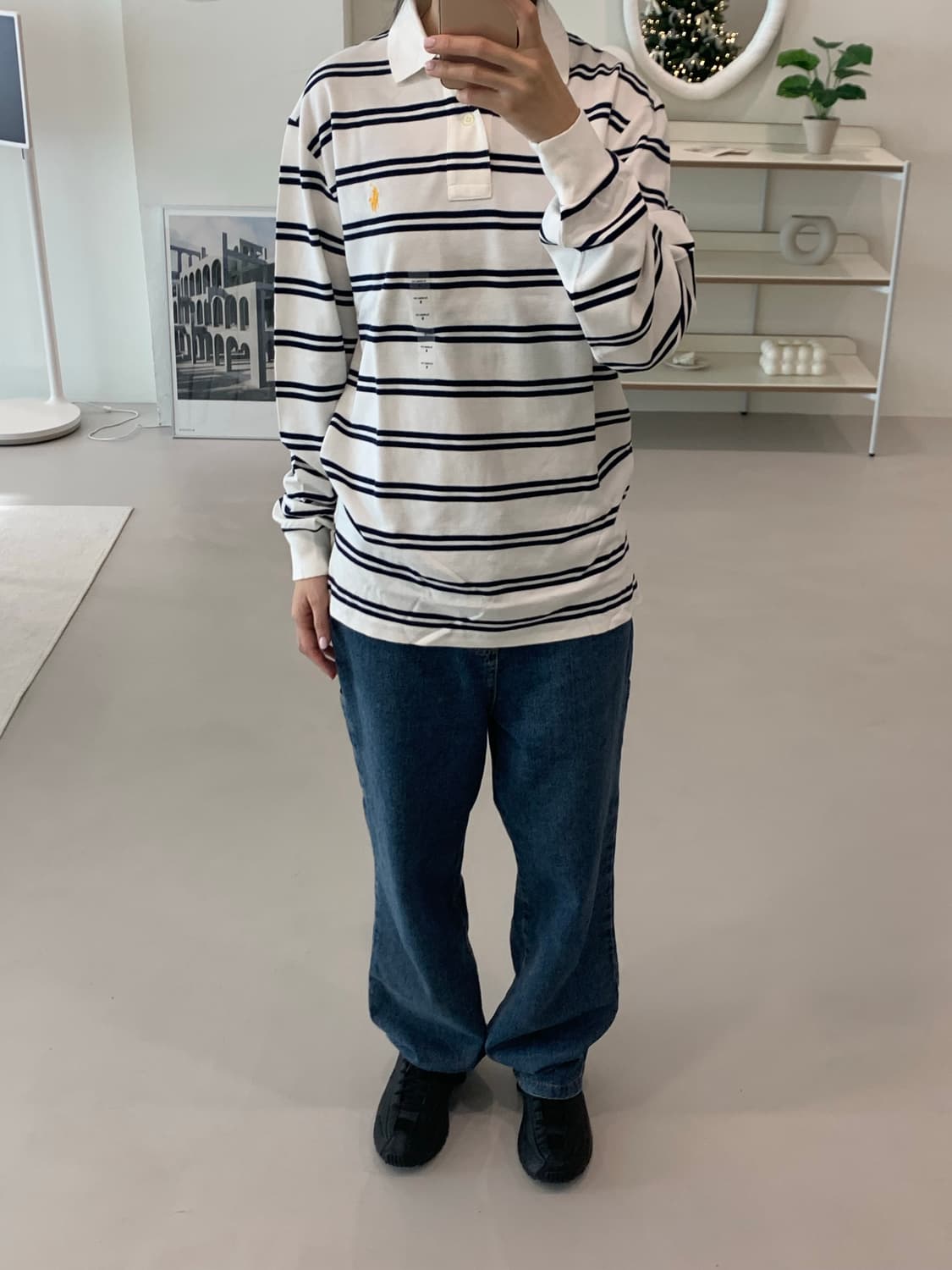 폴로 랄프로렌 스트라이프 긴팔 카라티 화이트 S,M,L 상품이미지2