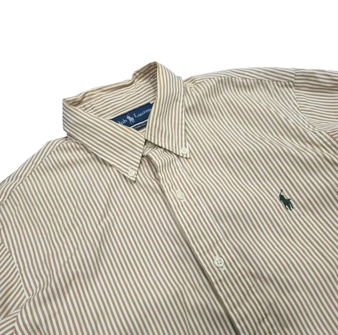 폴로랄프로렌 스트라이프 셔츠 베이지 폴로셔츠 커스텀핏 빈티지 L 상품이미지1
