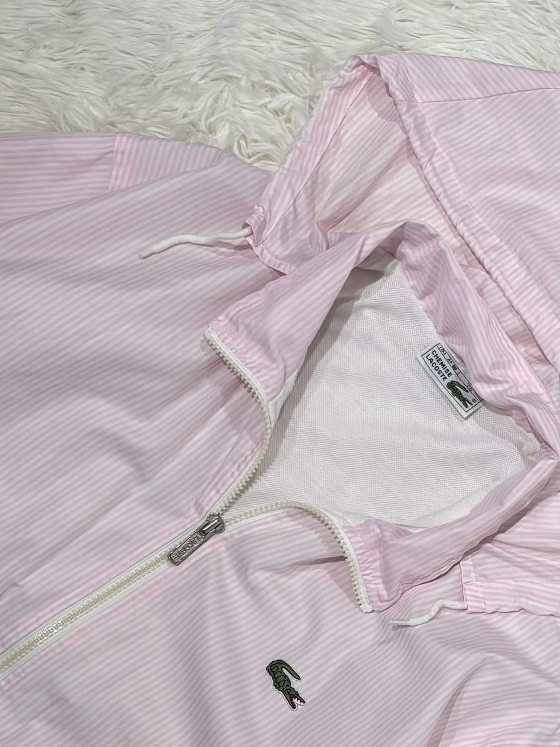 라코스테 90‘s 베이비핑크 스트라이프 블루종 자켓 상품이미지4