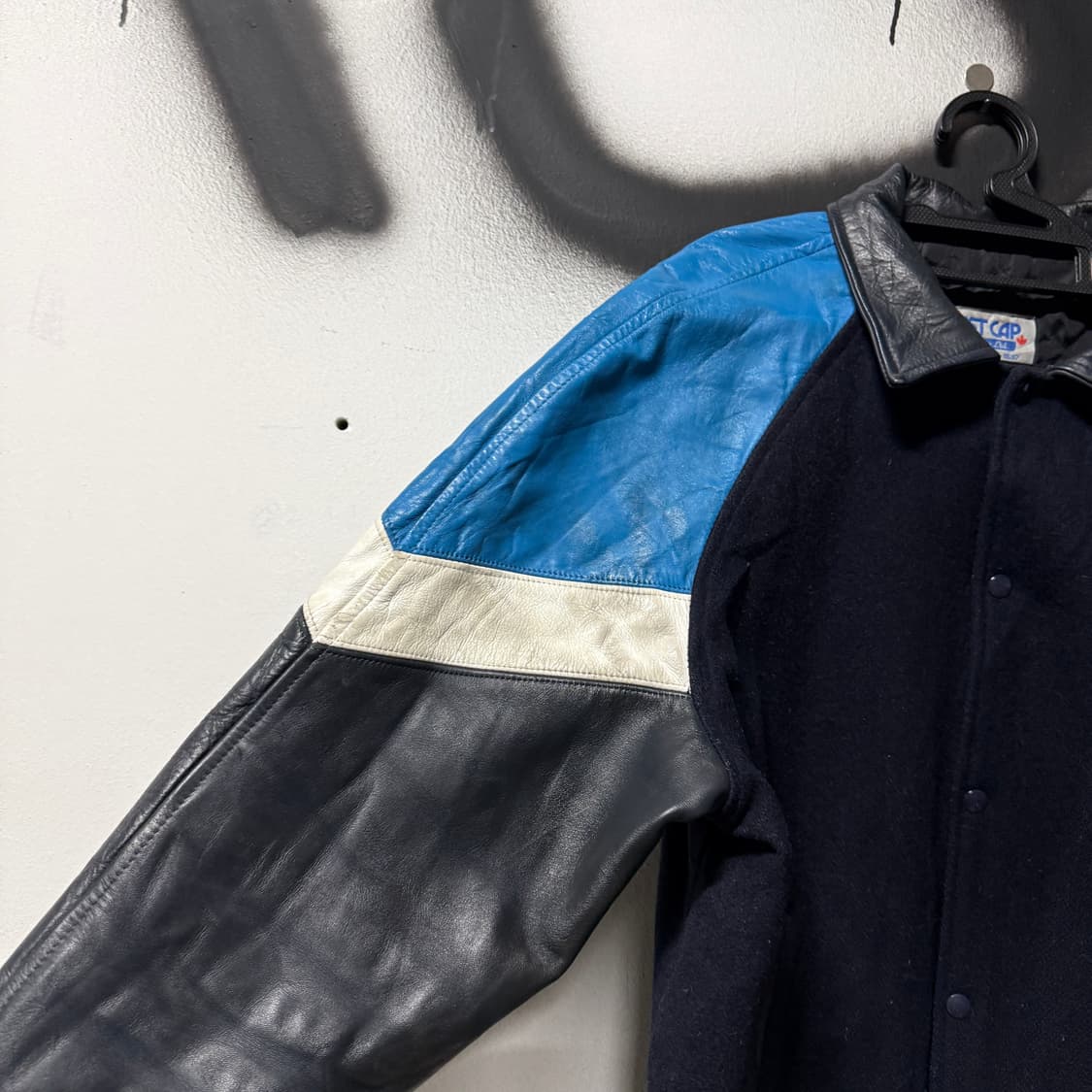 VTG 빈티지 빅사이즈 올드스쿨 소가죽 레더암 퀼팅 바시티 자켓 상품이미지4