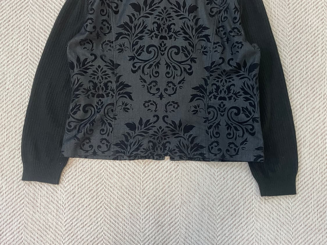 빈티지 오너먼트 패턴 니트 슬리브 집업 자켓 y2k goa  J03948 상품이미지7