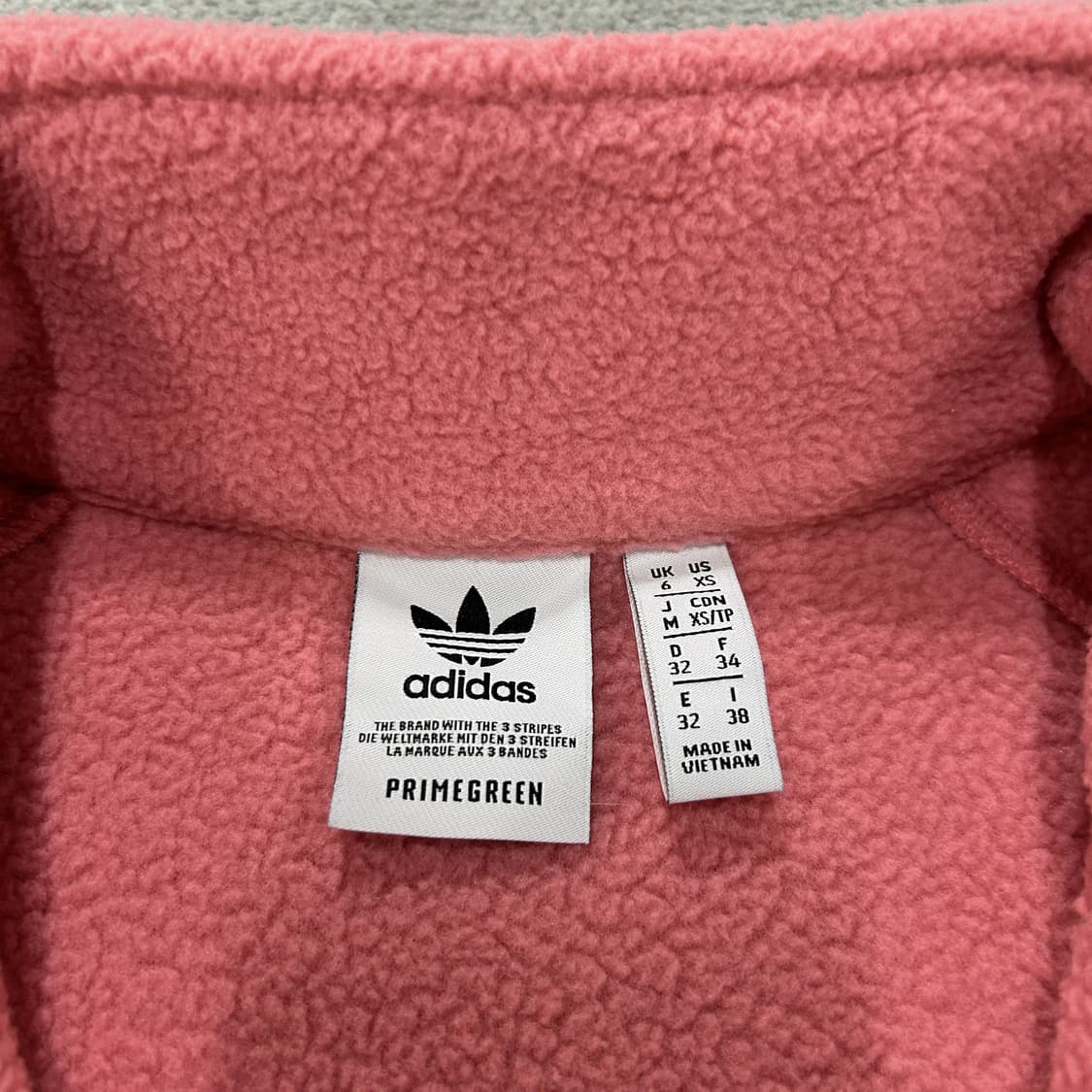아디다스 핑크색 3선 뽀글이 풀오버 m 상품이미지2