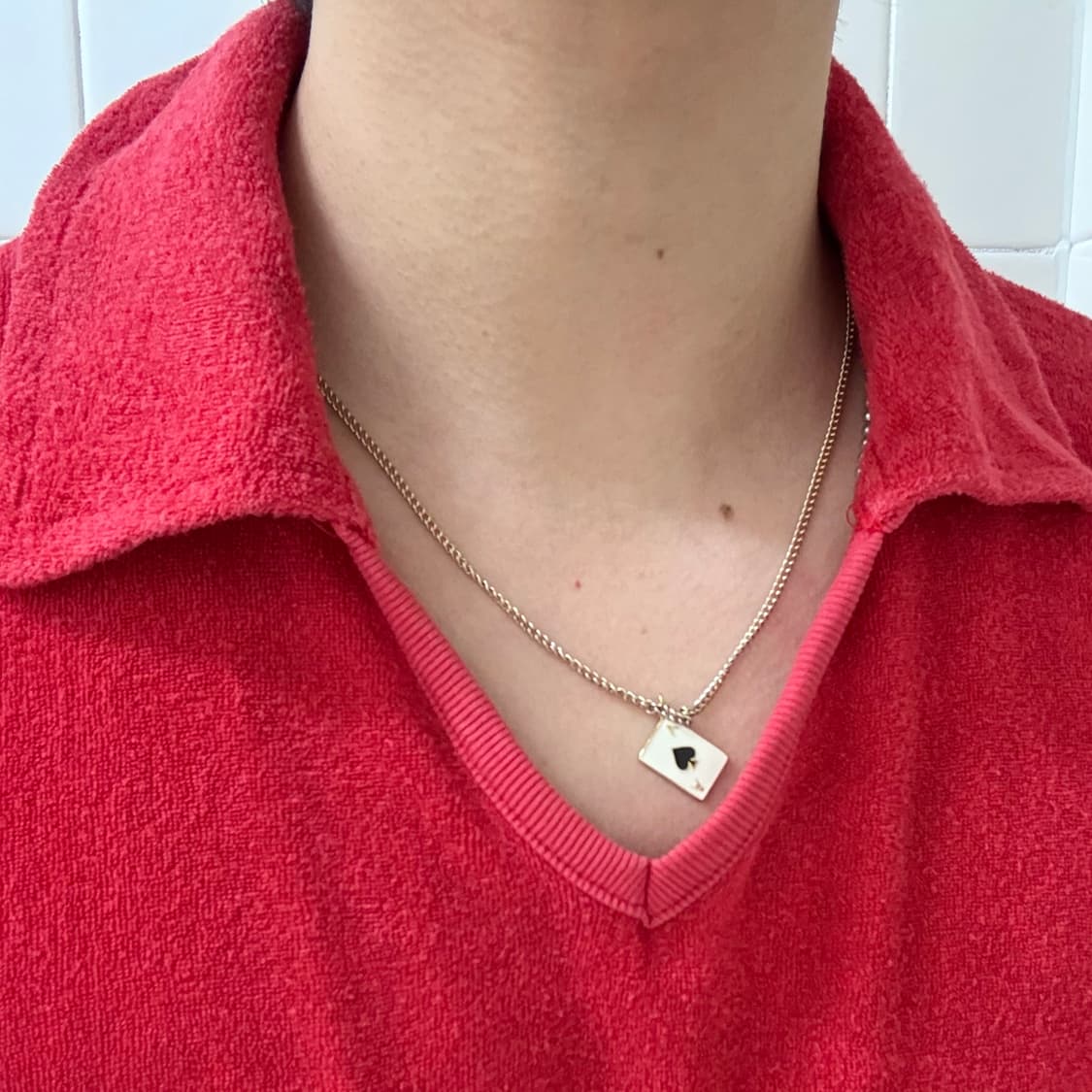 80s 빈티지 타월링 브이넥 오픈카라 셔츠 상품이미지6