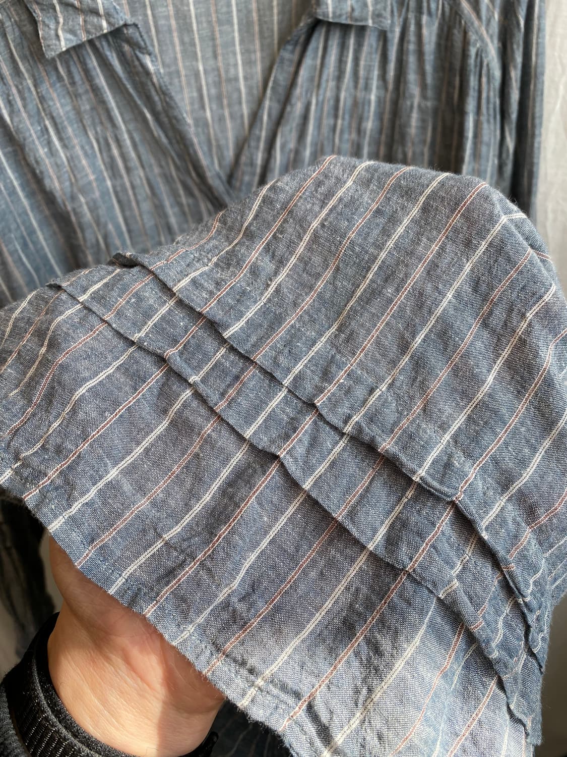 린넨면 스트라이프 7부 블라우스(L-XL) 상품이미지7