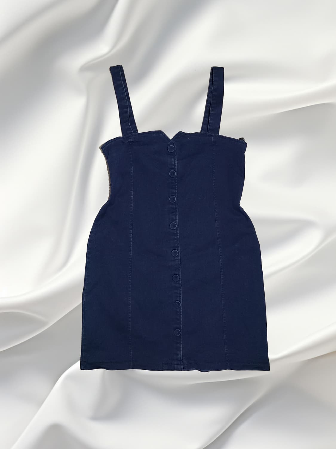 [핏보장] 딥네이비 버튼 뷔스티에 미니 원피스 (끈길이조절/슬림핏) 상품이미지1