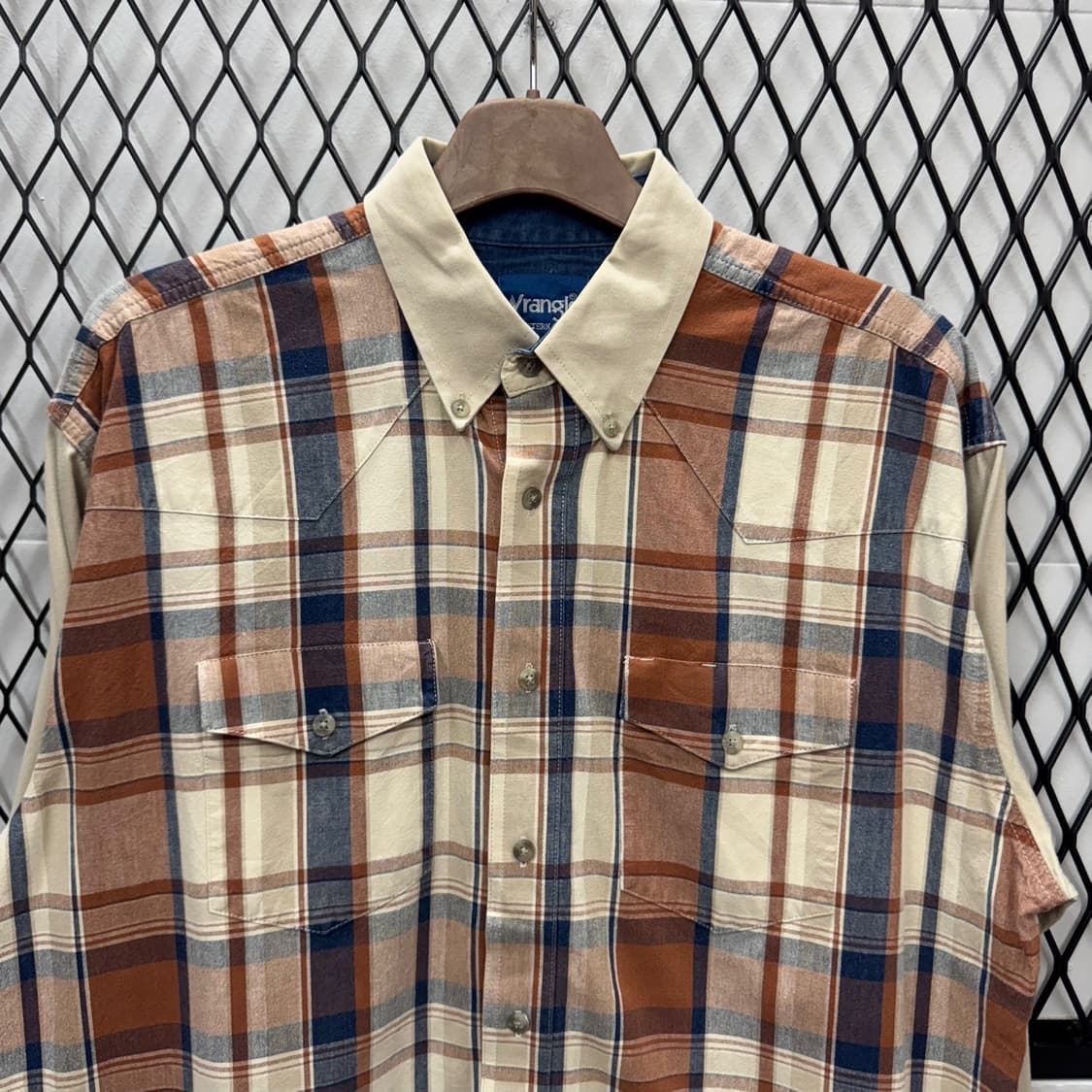랭글러 플란넬 웨스턴 셔츠 빅 사이즈 체크 패턴 브라운 상품이미지3